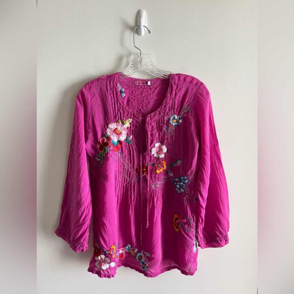 Johnny Was Embroidered Pink Top - Picture 4 of 10